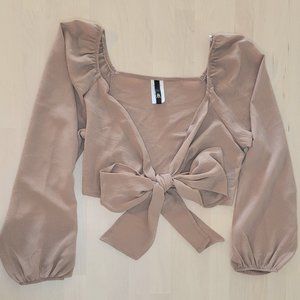 Mocha long sleeve crop top